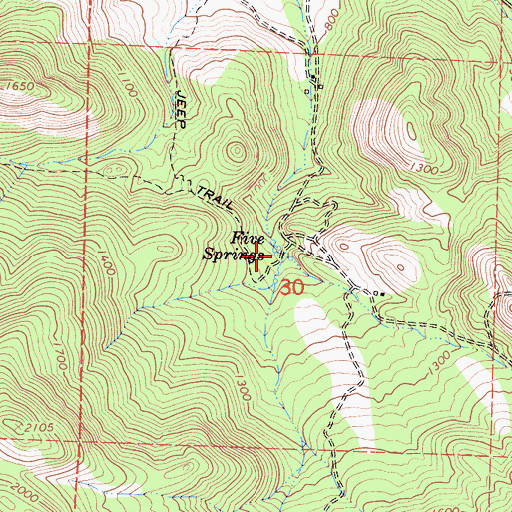 Topographic Map of Five Springs, CA