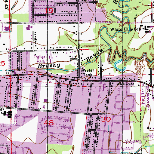 Topographic Map of Grace United Pentecostal Church, LA
