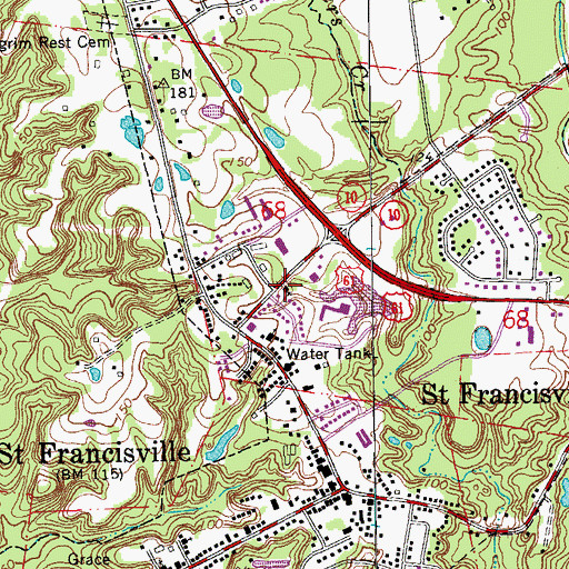 Topographic Map of Greater Bethel African Methodist Episcopal Church, LA