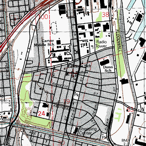 Topographic Map of Greater Carver Missionary Baptist Church, LA