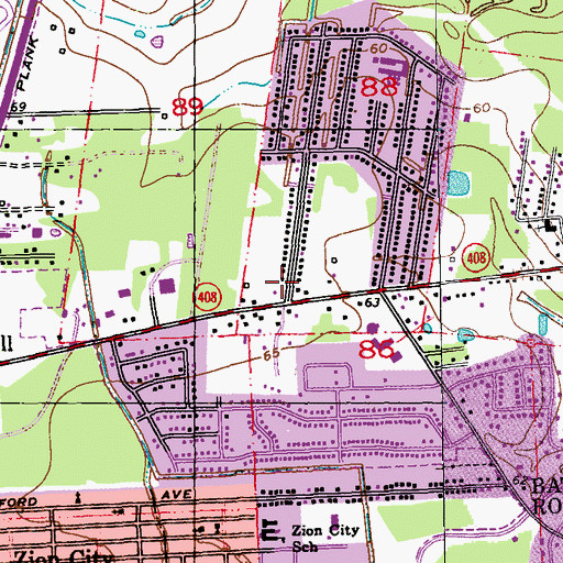 Topographic Map of Greater Divine Baptist Church, LA