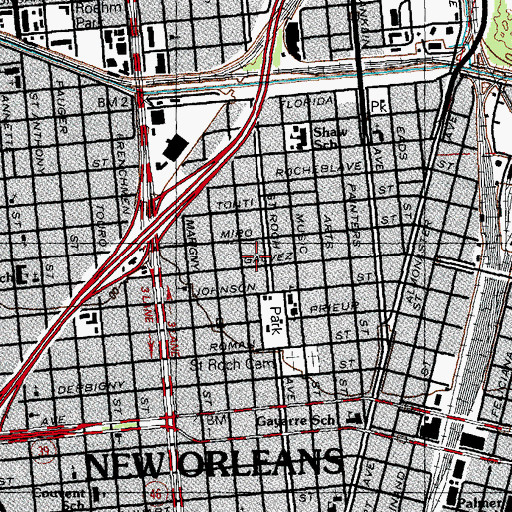 Topographic Map of Greater Ebenezer Baptist Church, LA