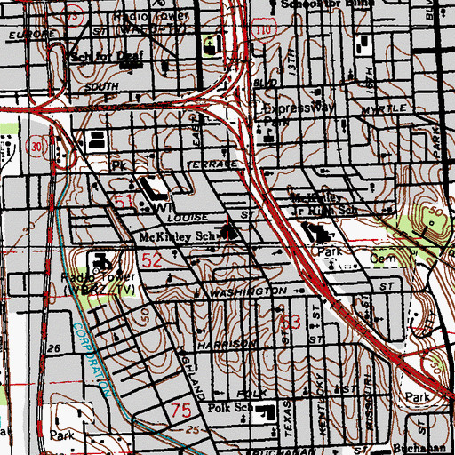 Topographic Map of Greater First Baptist Church, LA