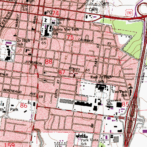 Topographic Map of Greater Live Oak Baptist Church, LA