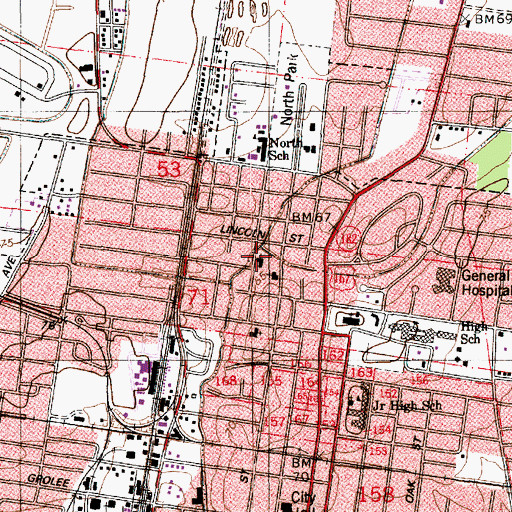 Topographic Map of Greater Mount Calvary Baptist Church, LA
