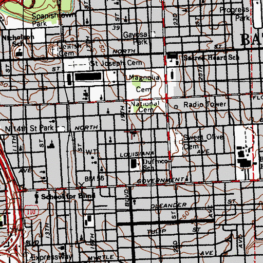 Topographic Map of Greater New Bethel Baptist Church, LA