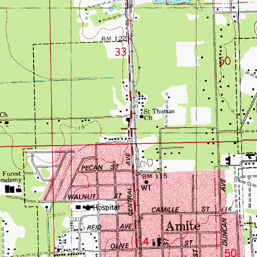 Topographic Map of Greater Refuge Temple, LA