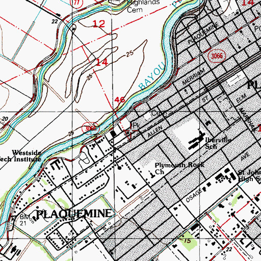 Topographic Map of Greater Saint Mary Baptist Church, LA