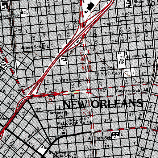 Topographic Map of Greater Saint Paul Missionary Baptist Church of New Orleans, LA