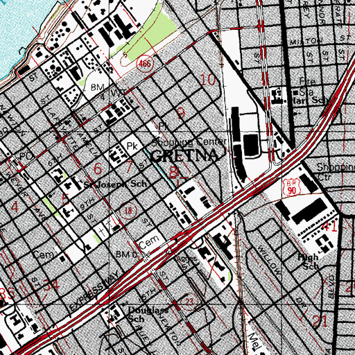 Topographic Map of Gretna Presbyterian Church, LA