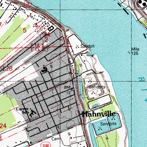 Topographic Map of Hahnville Baptist Church, LA
