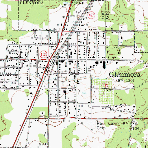 Topographic Map of Harmony Baptist Church, LA
