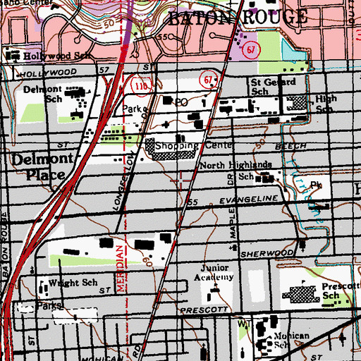 Topographic Map of Harvest Time Fellowship Church, LA