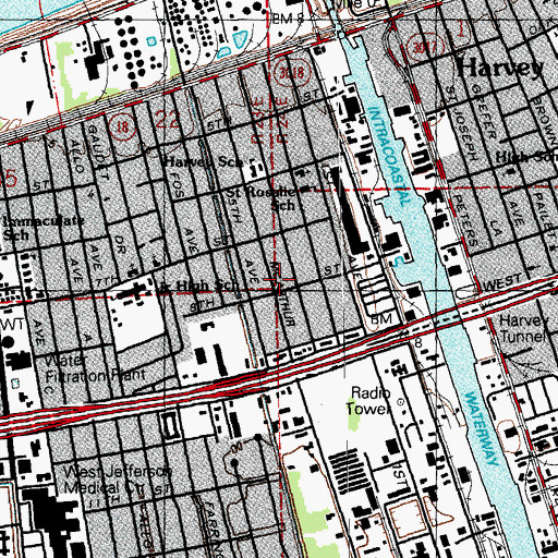 Topographic Map of Harvest Time Fellowship Church, LA
