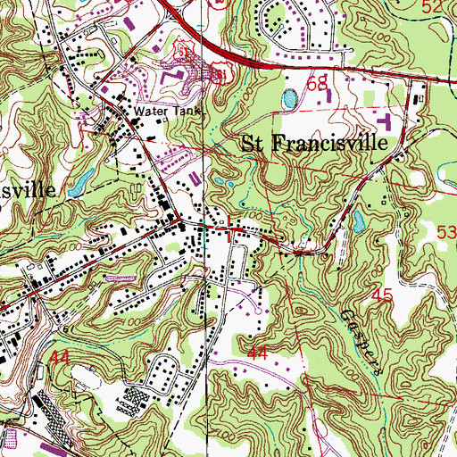 Topographic Map of Healing Place Church, LA