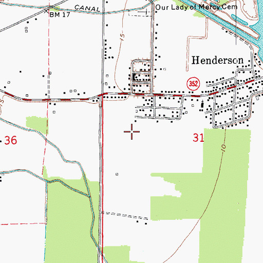 Topographic Map of Henderson Bible Church, LA