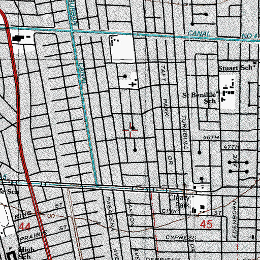 Topographic Map of Highland Baptist Church, LA