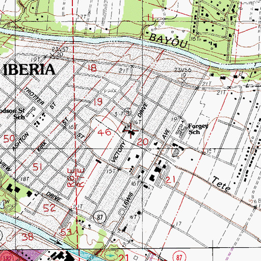 Topographic Map of Highland Baptist Church, LA