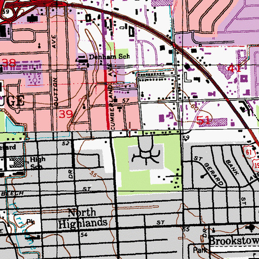 Topographic Map of Hollywood Street Church of Christ, LA