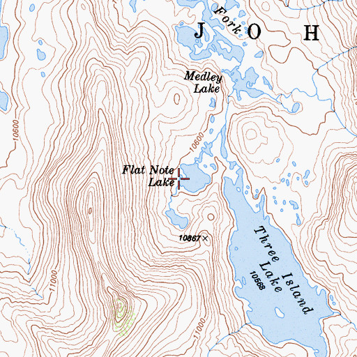 Topographic Map of Flat Note Lake, CA