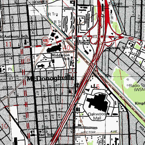 Topographic Map of Hope of Glory Church, LA