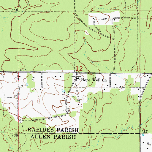 Topographic Map of Hopewell Baptist Church, LA