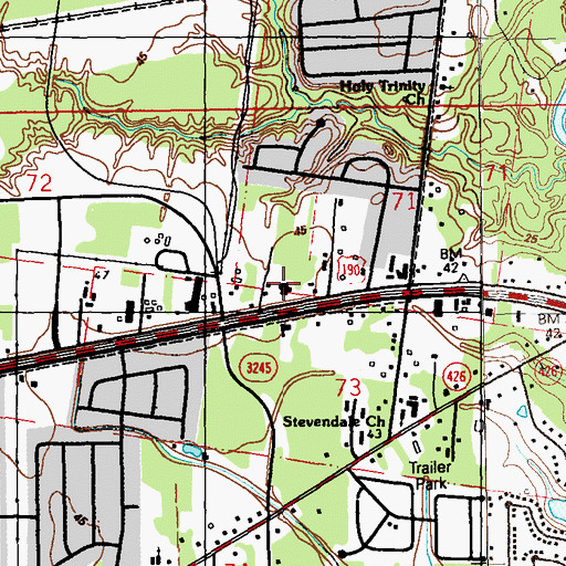 Topographic Map of House of Hope Outreach Center Church, LA