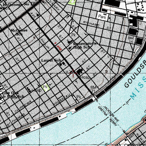 Topographic Map of Household of Faith Church, LA