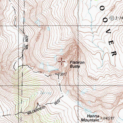 Topographic Map of Flatiron Butte, CA