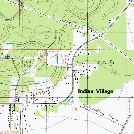 Topographic Map of Indian Village United Church, LA