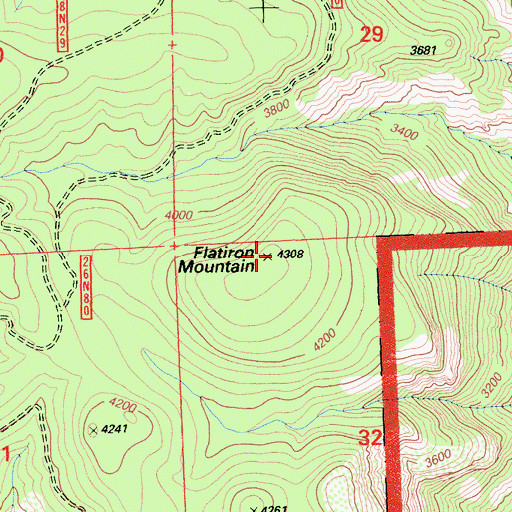 Topographic Map of Flatiron Mountain, CA