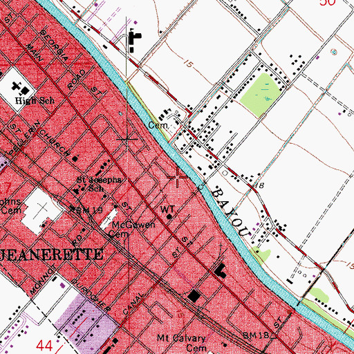 Topographic Map of First Good Hope Baptist Church, LA