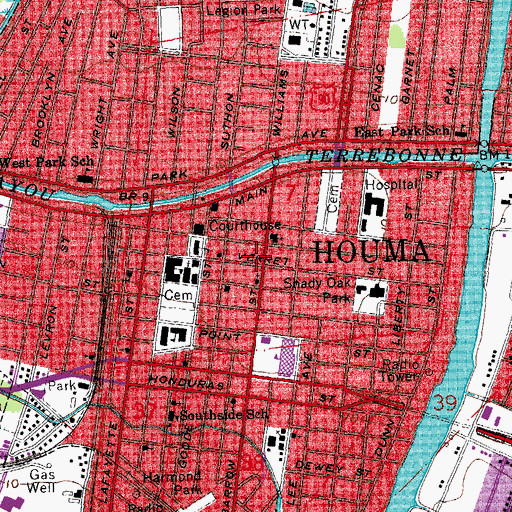 Topographic Map of First Presbyterian Church, LA