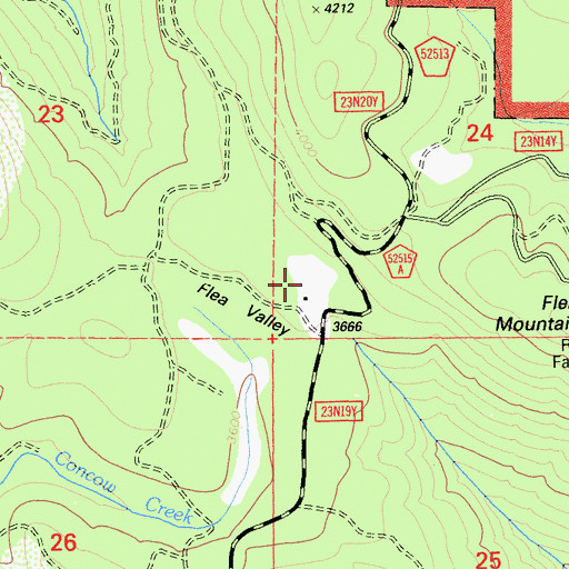 Topographic Map of Flea Valley, CA