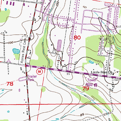 Topographic Map of First Presbyterian Church of Zachary, LA