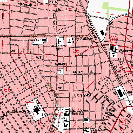 Topographic Map of First United Full Gospel Church, LA