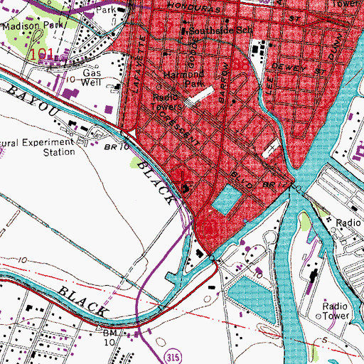 Topographic Map of First United Methodist Church, LA