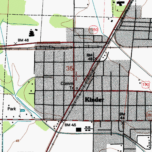 Topographic Map of First United Methodist Church, LA