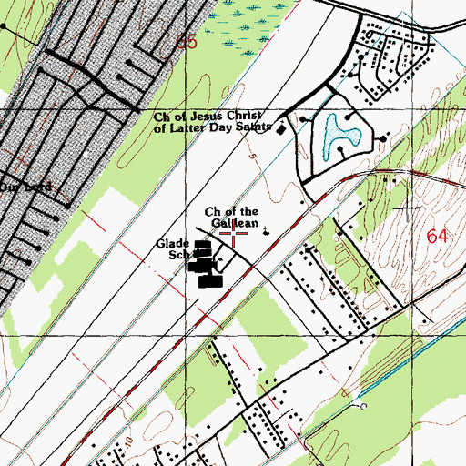 Topographic Map of First United Methodist Church, LA