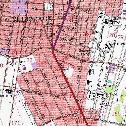 Topographic Map of First United Methodist Church of Thibodox, LA