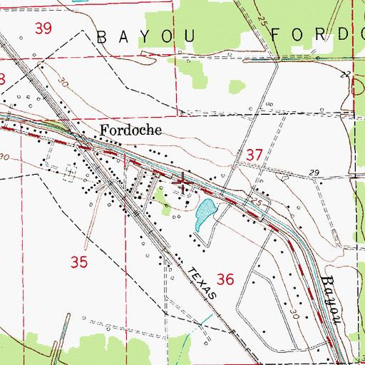 Topographic Map of Fordoche Baptist Church, LA