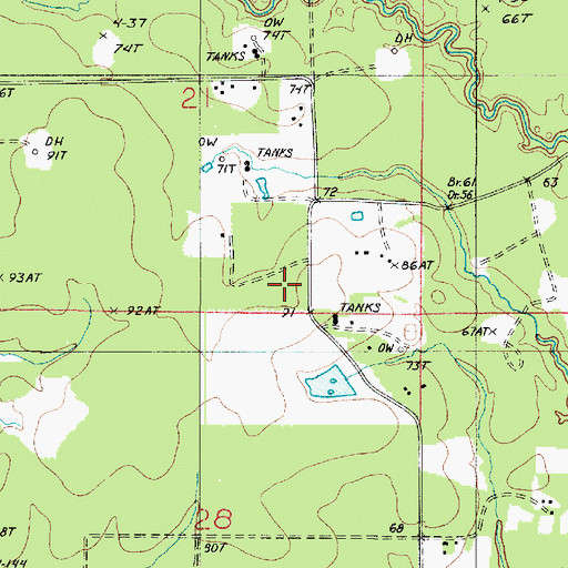 Topographic Map of Four Corners Pentecostal Church, LA