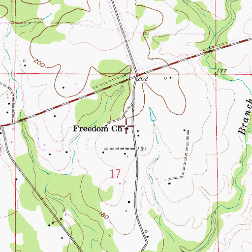 Topographic Map of Freedom Baptist Church, LA