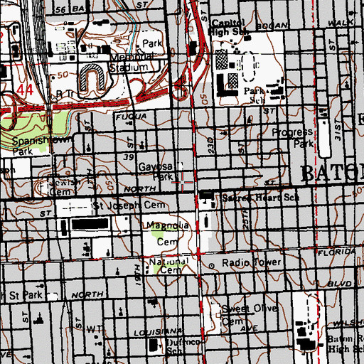Topographic Map of Friendship Chapel Baptist Church, LA