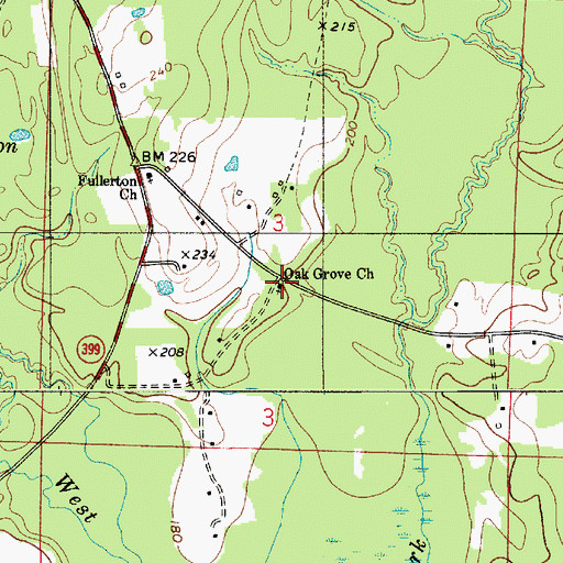Topographic Map of Fullerton Baptist Church, LA