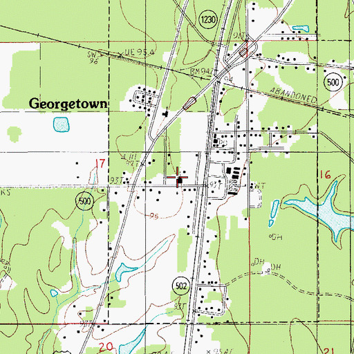 Topographic Map of Georgetown Baptist Church, LA