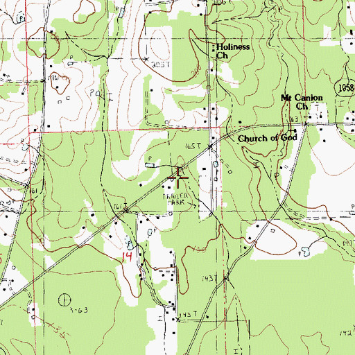 Topographic Map of Gordon Harrell's Church of God in Christ, LA