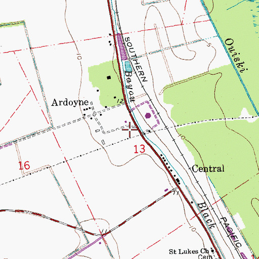 Topographic Map of Gospel Assembly Church of Houma, LA
