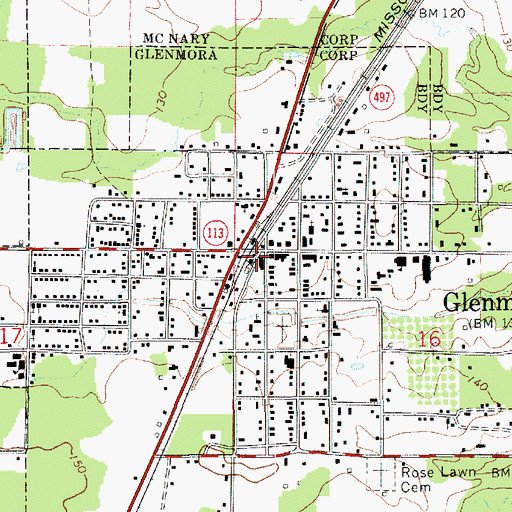 Topographic Map of Grace Christian Center, LA