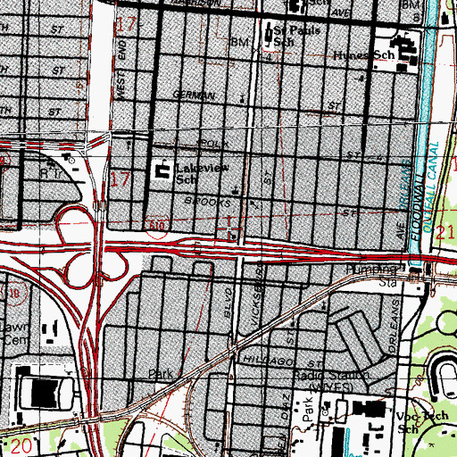 Topographic Map of Grace Evangelical Lutheran Church, LA
